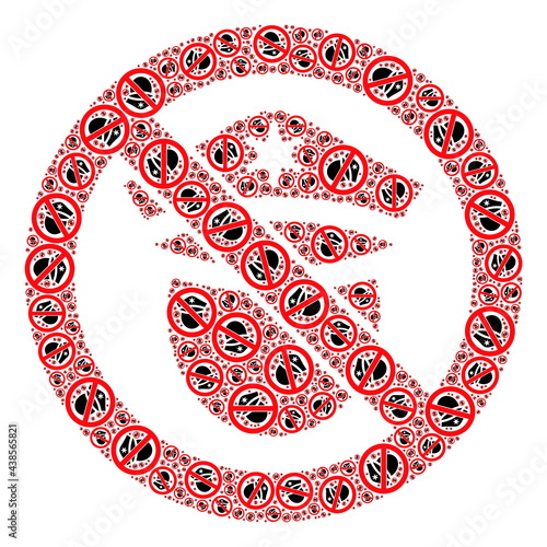 Recursive mosaic forbid police cop. Vector mosaic is constructed with randomized forbid police cop icons. Flat vector design on a white background.