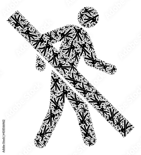 Recursion collage forbidden walking man. Vector collage is made from randomized forbidden walking man parts. Flat vector design on a white background.
