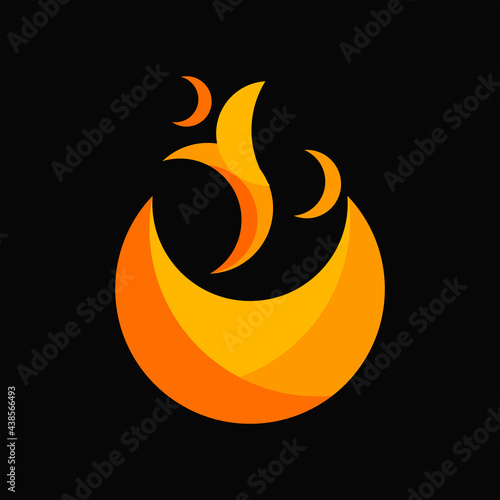 Fire icon, fire logo, Black Background