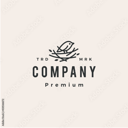 bird nest hipster vintage logo vector icon illustration