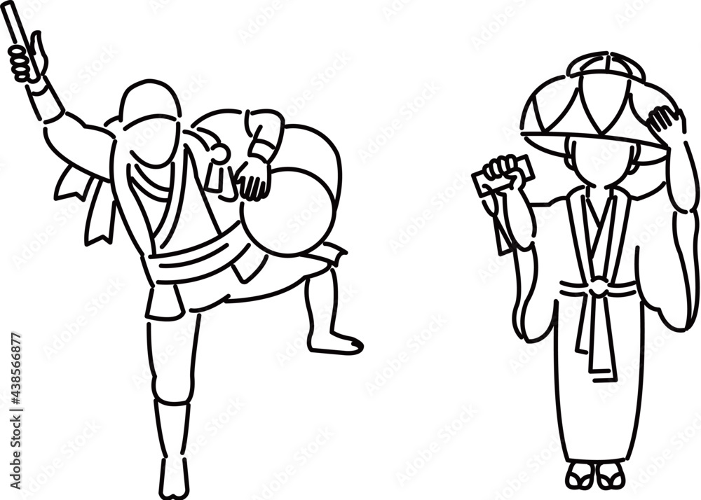 沖縄の人物　男女　エイサー　琉装　アイコン　