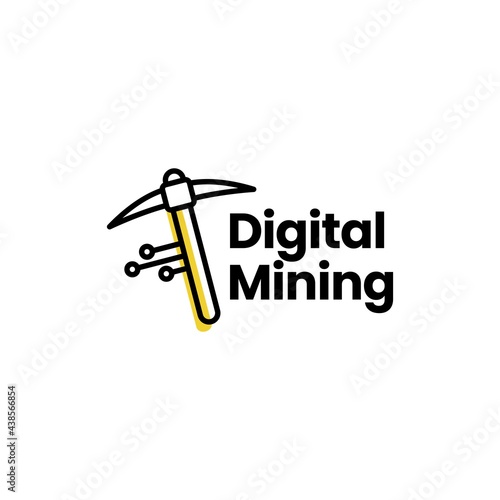 digital mining crypto currency coin logo vector icon illustration