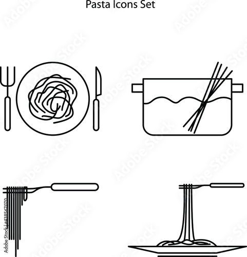 pasta icons set isolated on white background. pasta icon thin line outline linear pasta symbol for logo, web, app, UI. pasta icon simple sign.