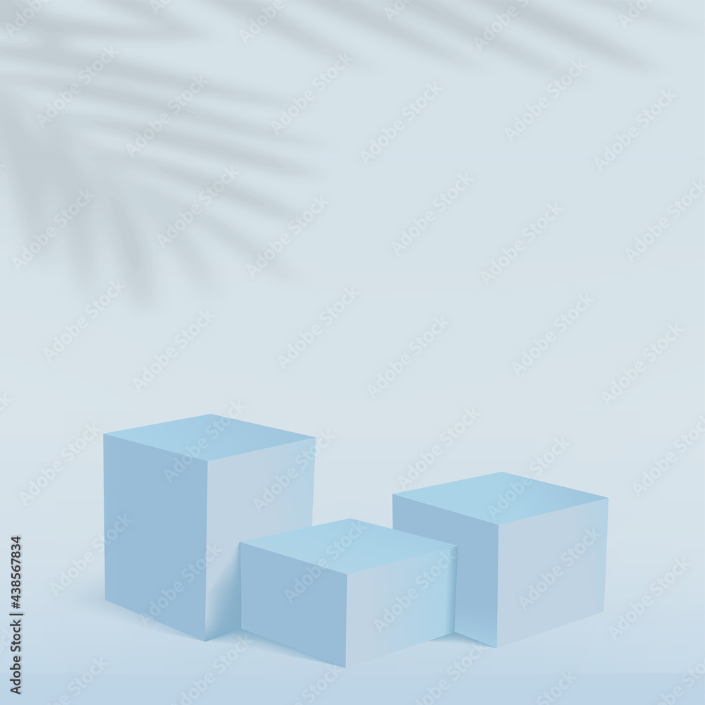 Fototapeta premium Abstract background with blue color geometric 3d podiums. Vector illustration.