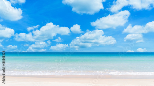 Wallpaper Mural Beautiful tropical beach with blue sky and white clouds abstract texture background. Copy space of summer vacation and holiday business travel concept. Torontodigital.ca