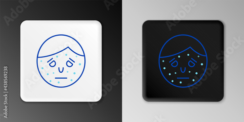 Line Face with psoriasis or eczema icon isolated on grey background. Concept of human skin response to allergen or chronic body problem. Colorful outline concept. Vector