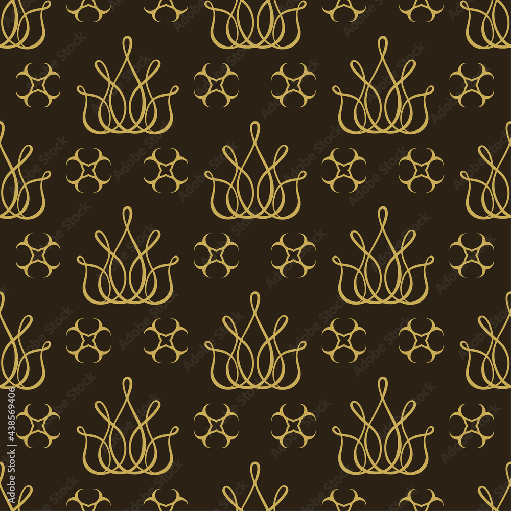 Trendy background gold decorative ornament on a black background, wallpaper. Seamless pattern, texture. Vector art Trendy background gold decorative ornament on a black background, wallpaper. Seamless pattern, texture. Vector art