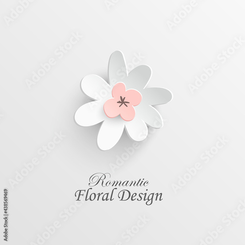 Paper flower. White flower cut from paper.Vector illustration.