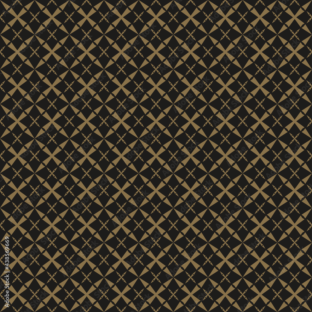 Fototapeta premium Background pattern with simple geometric ornament on a black background, wallpaper. Seamless pattern, texture. Vector illustration for design.
