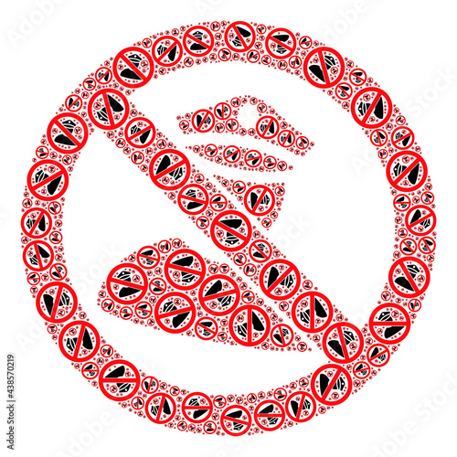 Recursive collage no policeman. Vector mosaic is made from recursive no policeman parts. Flat vector design on a white background.