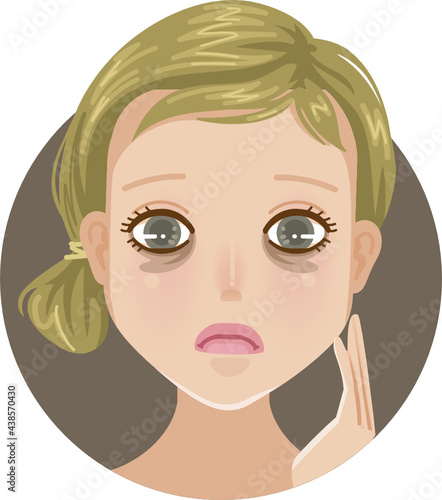 Dark under eyes woman touch her face under eyes problem skin