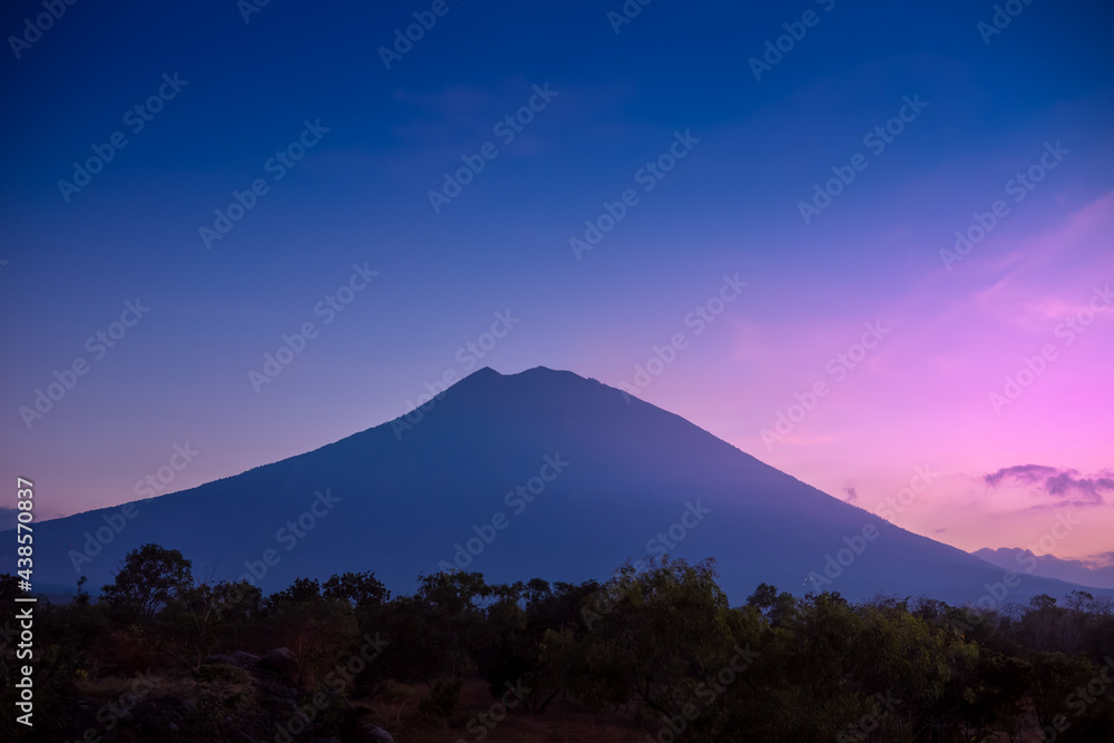 Silhouette of mountain after sunset