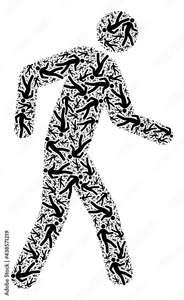 Recursion collage pedestrian. Vector collage is composed of randomized pedestrian icons. Flat vector design on a white background. Recursion collage pedestrian. Vector collage is composed of randomized pedestrian icons. Flat vector design on a white background.