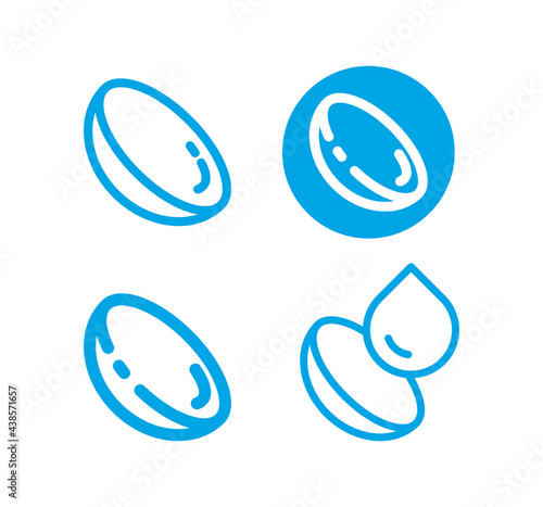 Contact lenses line icon set. Eye health, oculist.