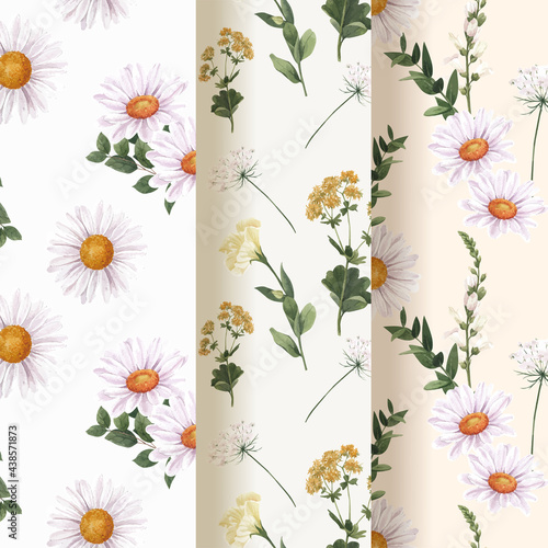 Pattern seamless with spring flower concept,watercolor style