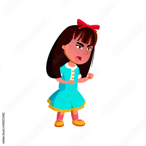 angry girl having tantrum at parents in store cartoon vector. angry girl having tantrum at parents in store character. isolated flat cartoon illustration