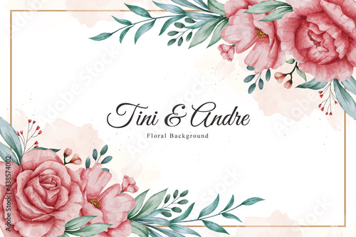 Watercolor Floral Wedding Card Background 