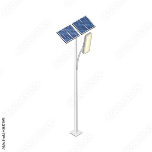 Street Lamp or Streetlight Powered by Solar Panel as Smart City Isometric Vector Illustration