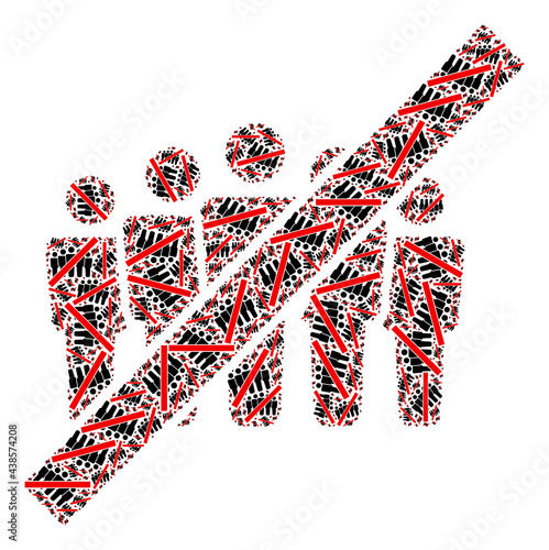 Recursive mosaic stop people crowd. Vector collage is designed from recursive stop people crowd elements. Flat vector design on a white background.