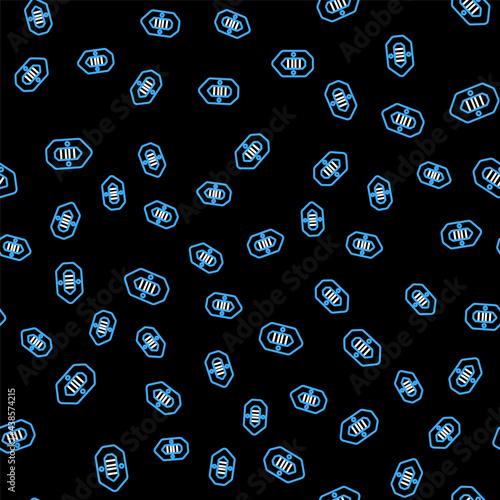 Line Rafting boat icon isolated seamless pattern on black background. Inflatable boat. Water sports, extreme sports, holiday, vacation. Vector