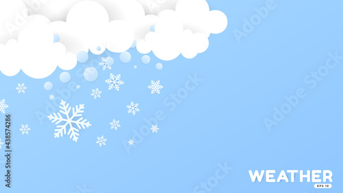 Snowflakes in winter and cloud, illustration of the weather concept , t Paper cut style ,Vector illustration EPS 10