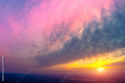 Colorful cloudy dramatic sky at sunset. Gradient color. Sky texture, abstract nature background © vvvita