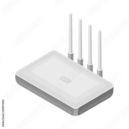 Wireless Router as Smart City Device and Access Point Isometric Vector Illustration