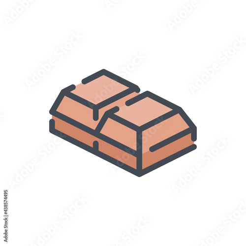 Chocolate piece color line icon. Piece of chocolate bar vector outline colorful sign.