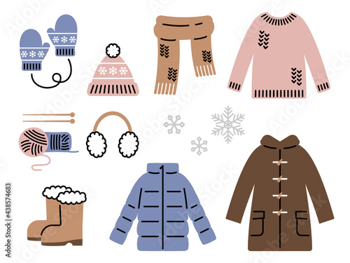 冬のファッションアイテム　イラストセット