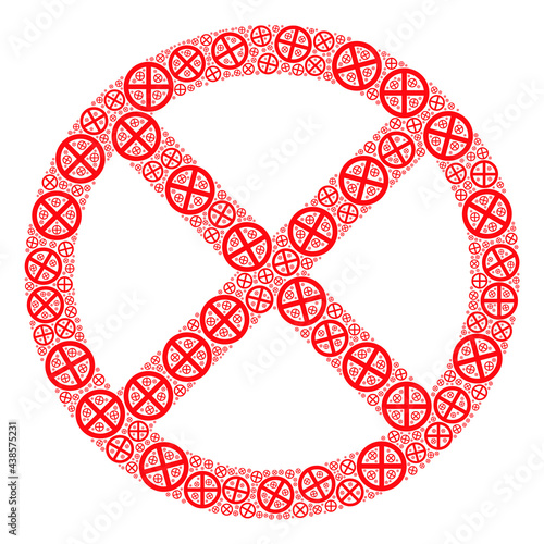 Recursive mosaic stopped. Vector mosaic is made with random stopped elements. Flat vector design on a white background.