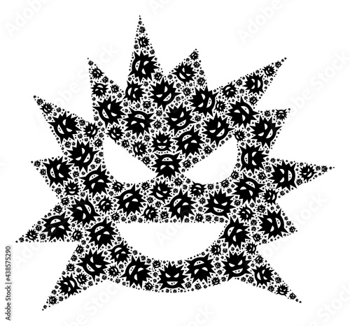 Recursive mosaic virus cell. Vector collage is created of recursive virus cell items. Flat vector design on a white background.