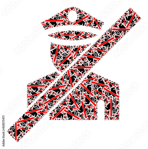 Fractal composition wrong policeman. Vector mosaic is created with random wrong policeman icons. Flat vector design on a white background.