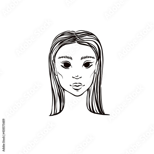 Illustration portrait of a young woman. Face makeup chart 