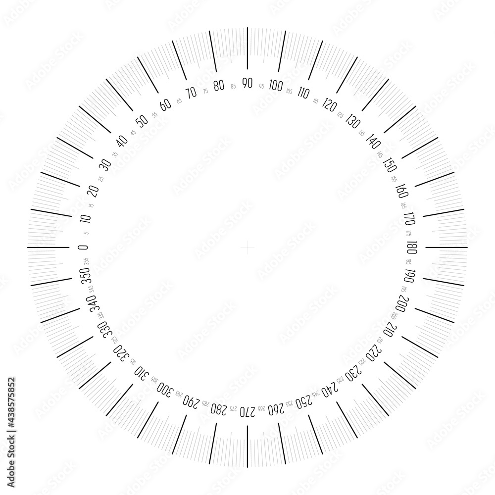 Full 360 degrees protractor measuring instrument for measuring angles