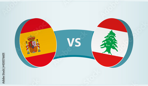 Spain versus Lebanon, team sports competition concept.