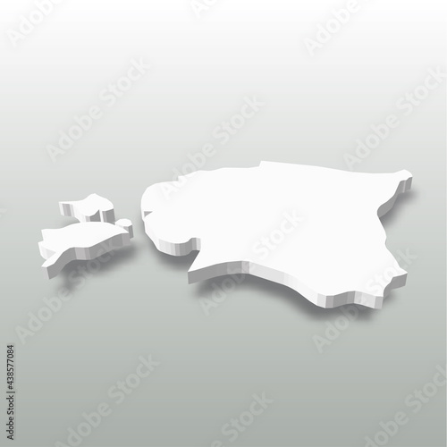 Estonia - white 3D silhouette map of country area with dropped shadow on grey background. Simple flat vector illustration.