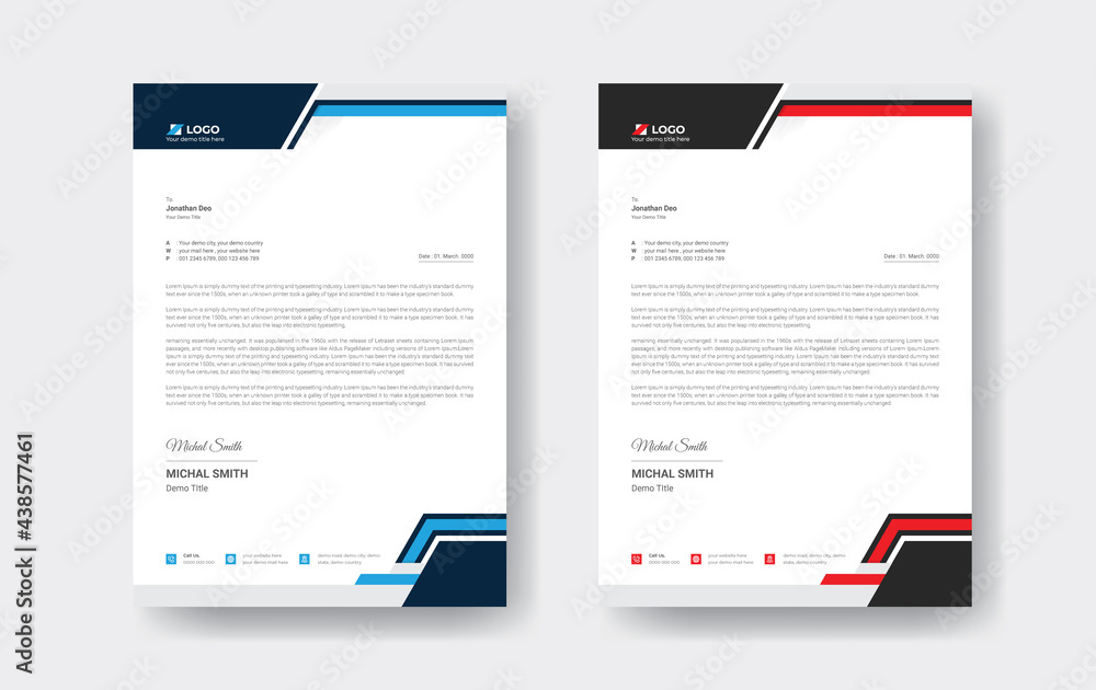 Abstract corporate business letterhead design template Abstract corporate business letterhead design template