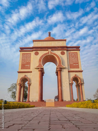 The Sabhyata Dwar or Civilization Gate is a sandstone arch monument located on the banks of River Ganga in the city of Patna in the Indian state of Bihar. photo