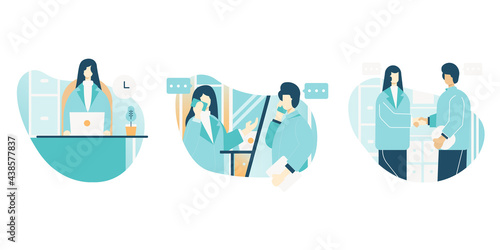 businessman is in negotiation in flat style