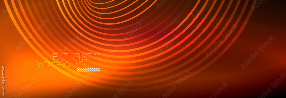 Dark abstract background with glowing neon circles. Trendy layout template for business or technology presentation, internet poster or web brochure cover, wallpaper Dark abstract background with glowing neon circles. Trendy layout template for business or technology presentation, internet poster or web brochure cover, wallpaper