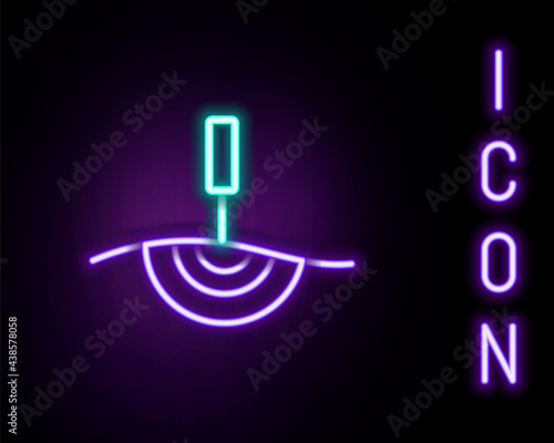Glowing neon line Acupuncture therapy icon isolated on black background. Chinese medicine. Holistic pain management treatments. Colorful outline concept. Vector