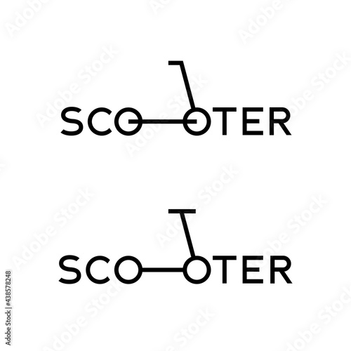 scooter or balance bike logos on white background. Flat style. Eco transport. Vector, illustration