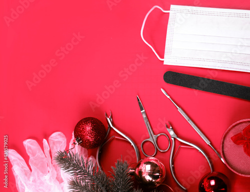 manicure tool on New Year's background