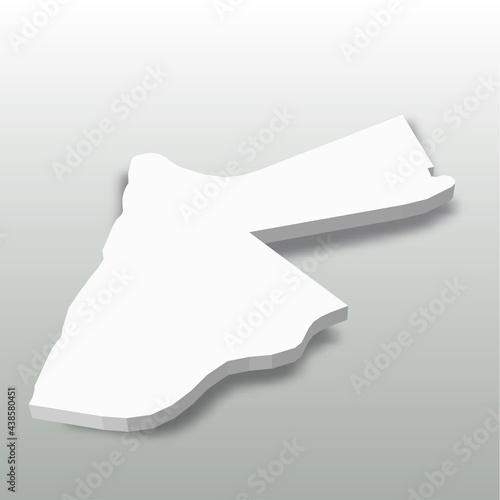 Jordan - white 3D silhouette map of country area with dropped shadow on grey background. Simple flat vector illustration.