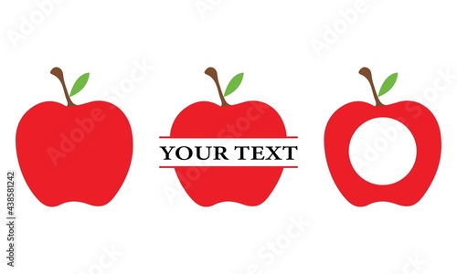 Red Color Apple Monogram, Red 
 Apple, Monogram Vector And Clip Art