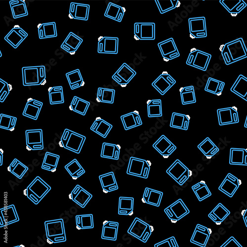 Line Canister for gasoline icon isolated seamless pattern on black background. Diesel gas icon. Vector