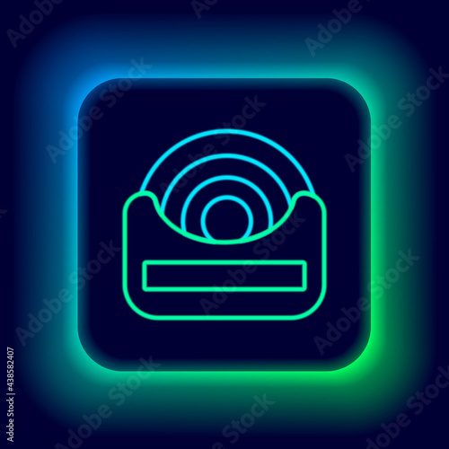 Glowing neon line Dental floss icon isolated on black background. Colorful outline concept. Vector