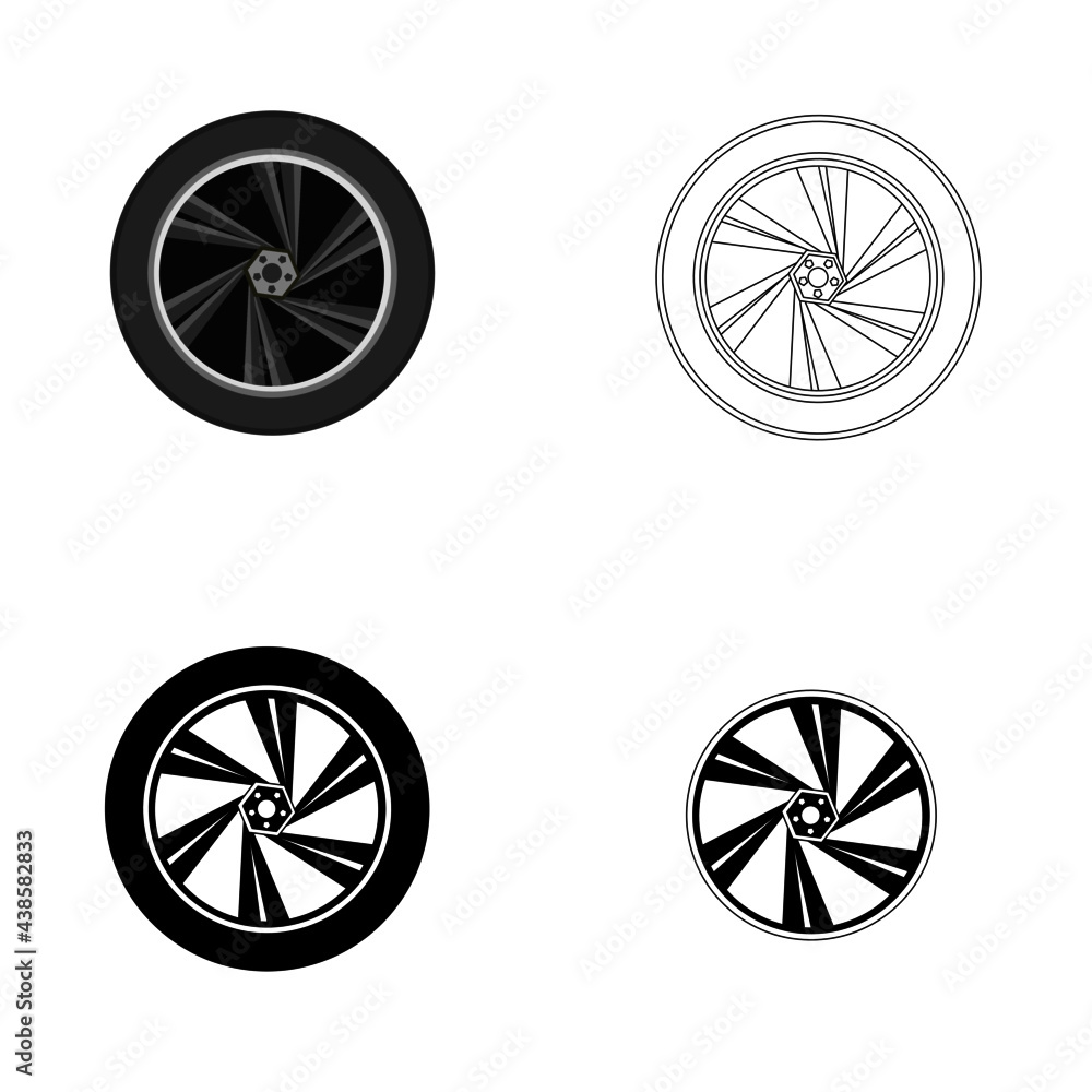 set of car wheel vector on white background