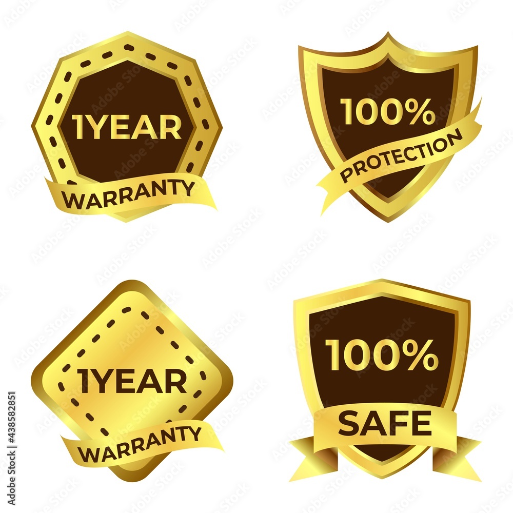 Obraz premium Luxurious badge collection with golden color ribbon, Dark and golden color shade and ribbon, Multipurpose special badge collection.