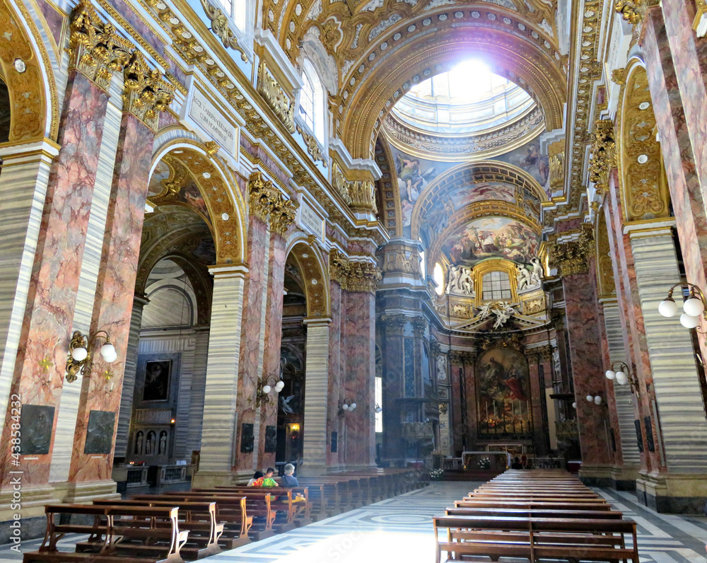 Interior of the Basilica of Sant'Ambrogio and San Carlo al Corso in Rome.